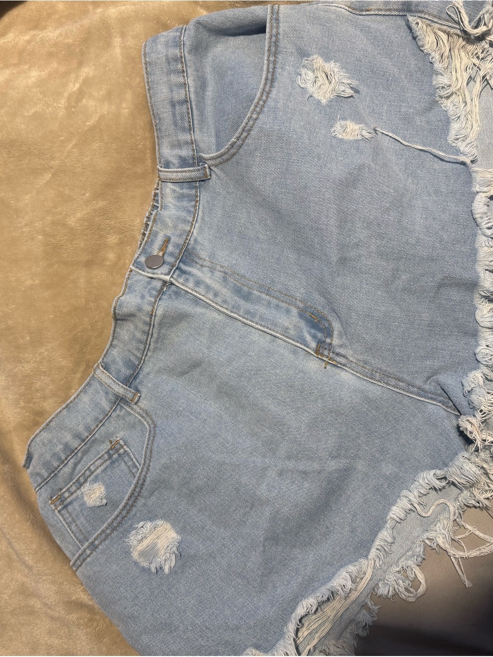 Maternity shorts SHEIN Light Blue Ripped Denim Jean Shorts